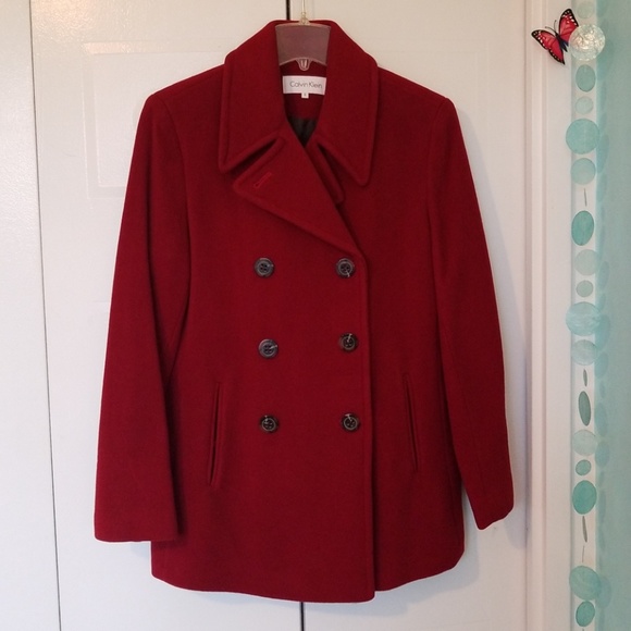 Calvin Klein Red Wool Coat 